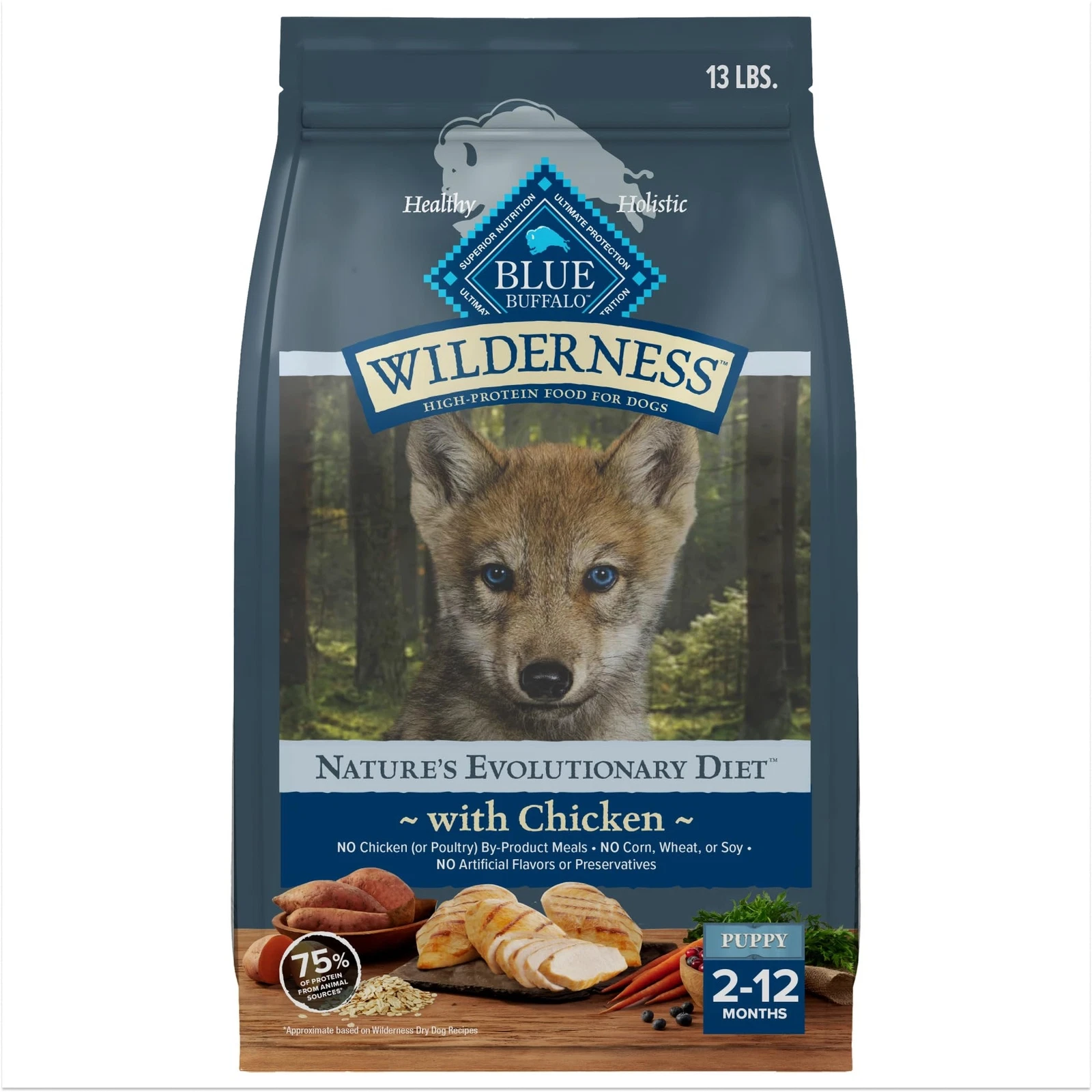 Blue Buffalo Wilderness High Protein Natural Puppy Food Chicken 13 lb