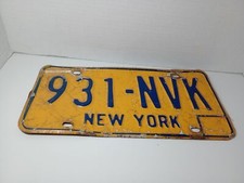 Vinatge 1970's New York Place Yellow and Blue 931-NVK Rusted Rear Of Plate