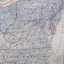 MID ATLANTIC Antique MAP Highway Large COLOR 1928 21"x14" USA Jazz Age 1920s NJ