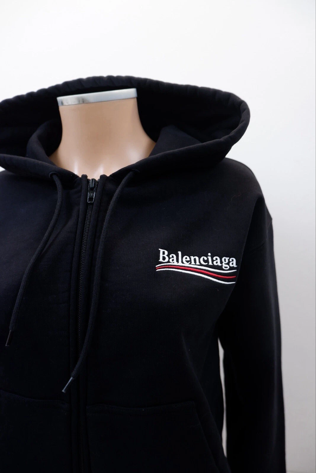 Balenciaga donna cropped zip felpa giacca felpa taglia L grande nero logo