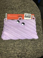 ZIPIT GRILLZ Monster 3-Ring Pouch/Pencil Case is Pink With Silver Teeth. NWT