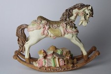 VTG Resin Rocking Horse Music Box Nursery Decoration Collectible 9" x 7" WORKS