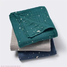 Muslin Swaddle Baby Blanket - Cool Metallic - 3pk - Cloud Island