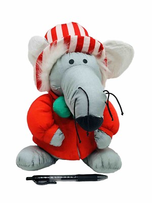 Vtg JS Int Christmas Rat Mouse Stuffed Animal 1978 Nylon Parachute Material 10 