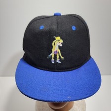 Men's Baseball Cap Black Blue Canvas Classics Fitted Flat Brim Snapback