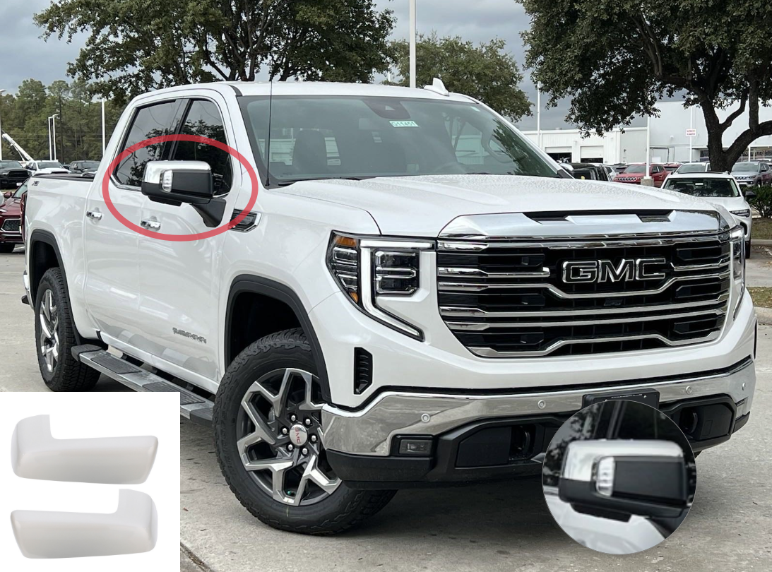 Painted Pearl White G1W WA140X Mirror Covers For 19-25 GMC Sierra