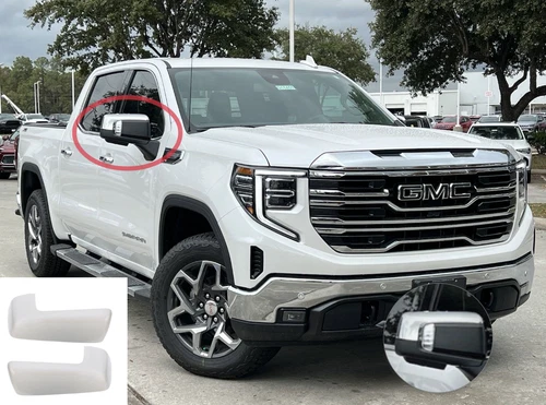 Painted Pearl White G1W WA140X Mirror Covers For 19-25 GMC Sierra 1500 84469250