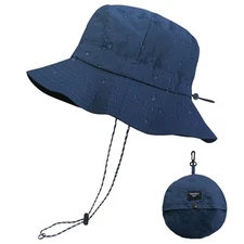 PFFY Quick Dry Waterproof Packable Bucket Hat for Women Men Outdoor Sun 1 Blue