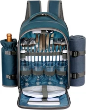 Complete Picnic Set Backpack for 4 with Cooling Compartment & Wine Holder