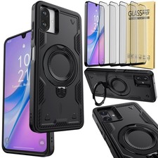 For Samsung Galaxy A07 A17 Hard Phone Case Ring Kickstand Cover Screen Protector