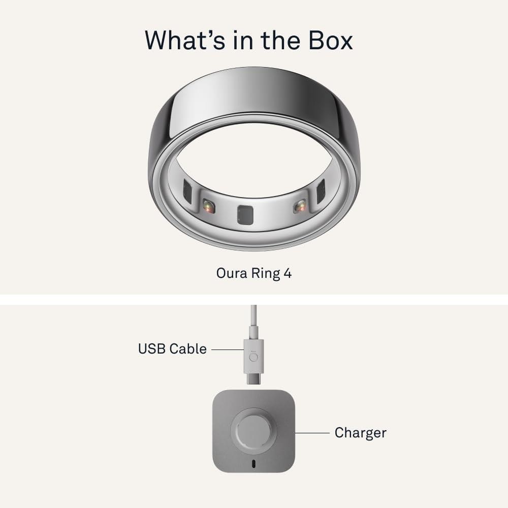 Oura Ring 4 Smart Ring Size 8 Silver Titanium | JZ90-54217-08
