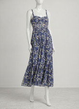Ulla Johnson Women's Blue Nadine Abstract Cotton-Blend Cami Midi-Dress Size 8