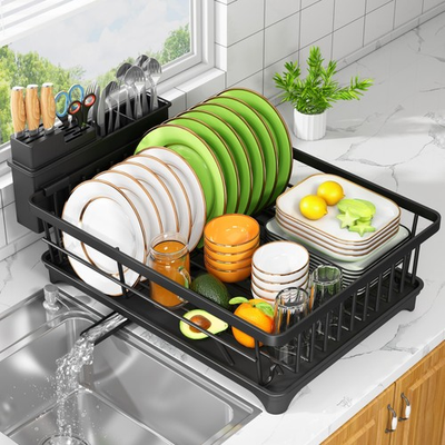 #ad #ad Compact Dish Drying Rack Countertop Rust Resistant Drainer with Utensil $20.70