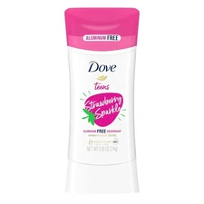 Dove Teens Deodorant Stick Strawberry Sparkle, for gentle underarm care, 48-hour