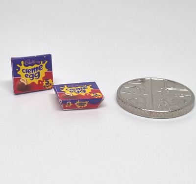 Puppenstube Miniatur Handarbeit Maßstab 1:12 Ostern Schokolade 2 x Creme Eierkartons