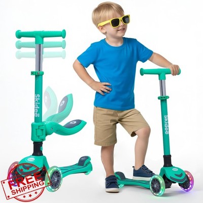 SKIDEE Kick Scooter for Kids 3-5 | Foldable 3 Wheel Scooter with Lean-to-Stee...