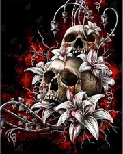 Xackcme Skull Paint by Numbers for Adults - Skeleton Paint by Number on Canvas w