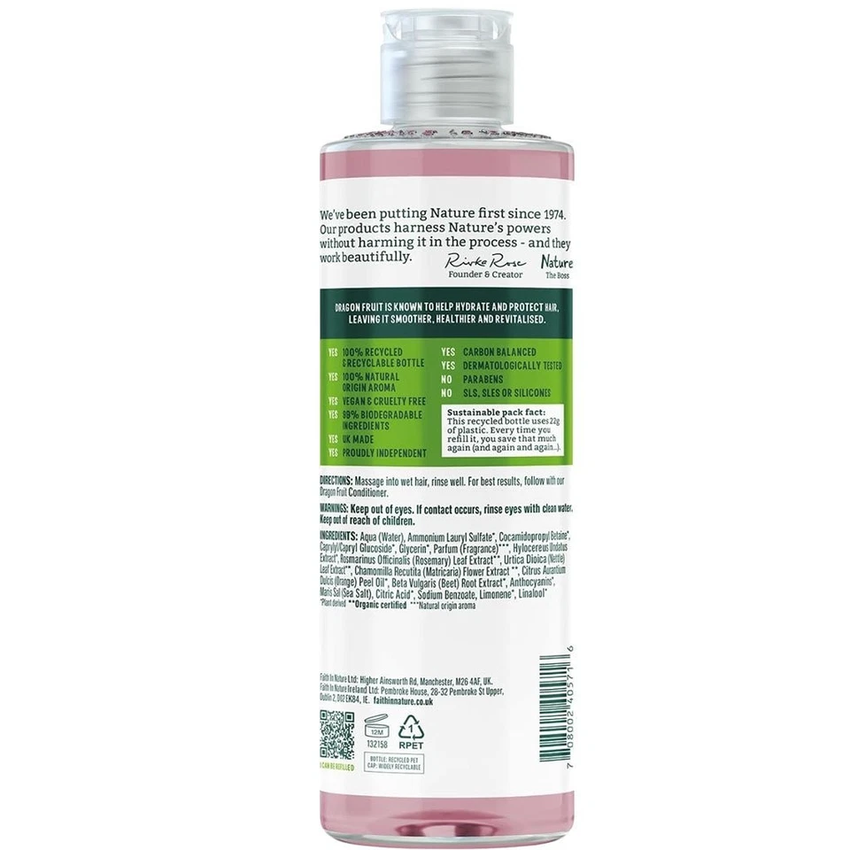 Faith in Nature Dragon Fruit Shampoo – Hydrating, Revitalising & Natural – 400ml - Image 3 of 4