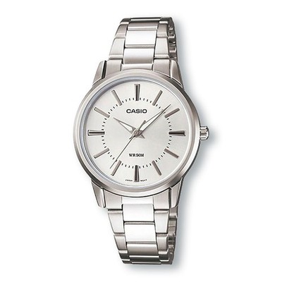 CASIO Enticer LTP1303D-7A Analog Stainless Steel Casual Dress Watch, White Dial