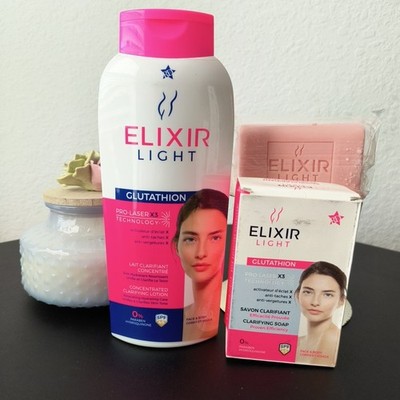 ELIXIR LIGHT GLUTATHION CLARIFYING BODY LOTION 500ml  & Soap SPF45