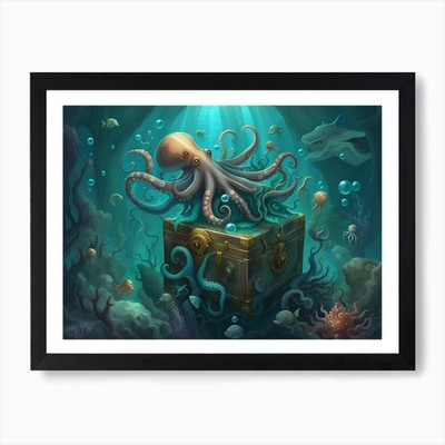 Oktopus Kunstdruck gerahmt Wandbild Poster Leinwanddruck Bild
