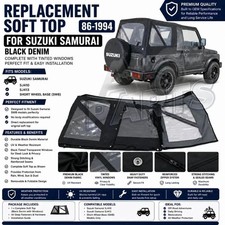 Replacement Soft Top Black Denim For Suzuki Samurai 86-1994 Replacement Soft Top Black Denim For Suzuki Samurai 86-1994