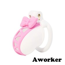 Cute Bow Tie ABS Plastic Male Chastity Device Bondage Chastity Cage CB Lock Men