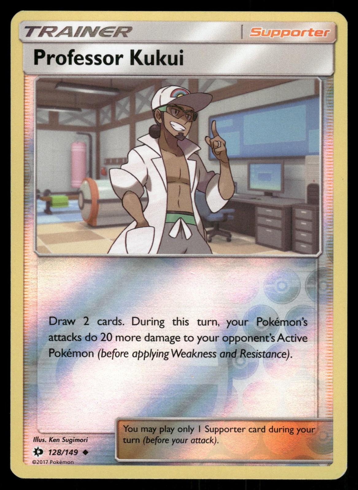 Professor Kukui 128/149 Uncommon SM Base Set Pokemon Reverse Holo Lightly Played