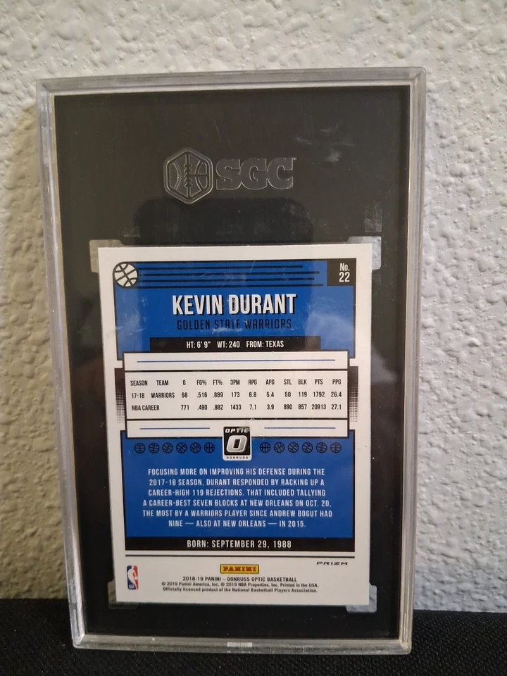 TARJETA ÓPTICA KEVIN DURANT 2018-19 DONRUSS. GOLDEN STATE WARRIORS Foto 3 de 3
