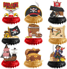 Pirate Party Decorations, 9PCS Pirate Birthday Party Honeycomb Centerpieces Tabl
