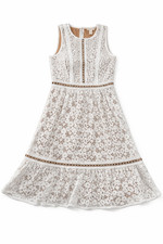 NWT Michael Kors White Sleeveless Modern Floral Lace Mini Dress Size 00 New