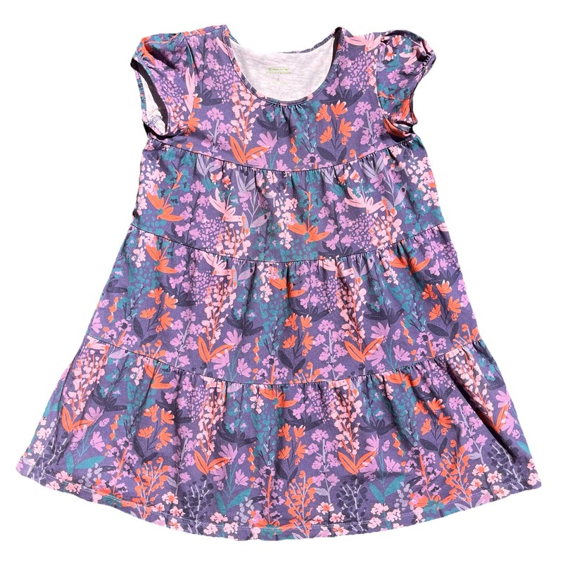 Girls Organic Cotton Purple Floral Sundress, Size 4-5 ￼