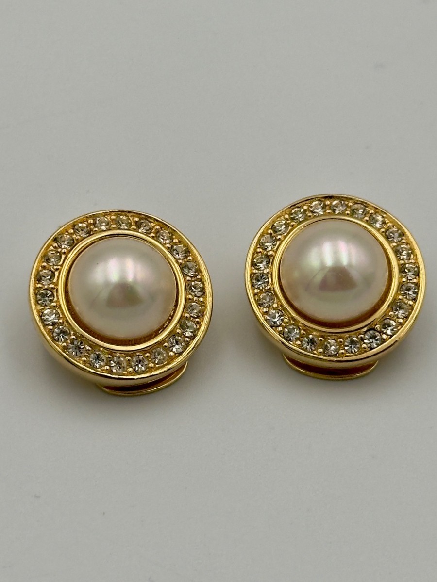 Vintage GT Christian Dior Gorgeous Faux Pearl and Clear Crystal