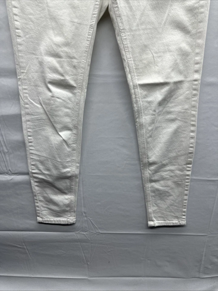 Pantalones de mezclilla blancos Papaya para mujer talla 12 cónicos elásticos botones cremallera W30 L30 Foto 3 de 4