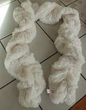 WHITE FLUFFY CURLY TWISTED SUPER SOFT FAUX FUR FABRIC SCARF 42" LONG BY SO