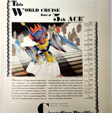 World Cruise Will Hollingsworth Art Canadian Pacific Vtg 1930 Ad Magazine Print