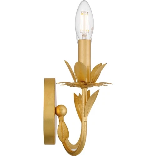 Gold Leaf Two Light Wall Sconce from the Maria Collection - Picture 4 of 7