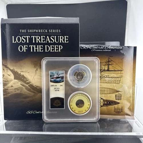 1851 O Seated LIBERTY Dime S.S. Central America Shipwreck PCGS XF40 & GOLD Dust