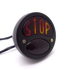 Luz de freno trasera redonda vintage de metal negro STOP para motocicleta Cafe Racer personalizada