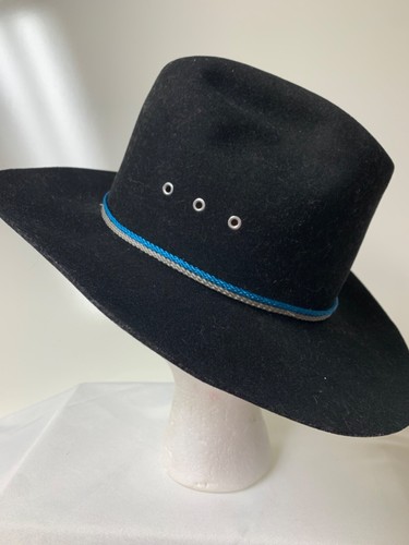 American Hat Co. Black Felt Cowboy Hat 6 3/4 Turquoise/Silver Band 3" Rim - Picture 4 of 10