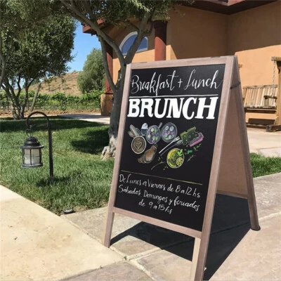 UNHO Large Wooden Blackboard A Board Pavement Sandwich Board Outdoor Business Signage