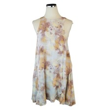 Silence + Noise Watercolor Tie Dye Mini Dress Medium Boho Halter Shift UO