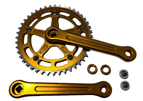 ProBMX BMX 3 Piece Aluminium Crank Set DC Gold Old School BMX Style