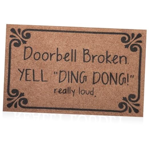 Brown 18x28 Indoor Front Door Welcome Mat with Doorbell Design