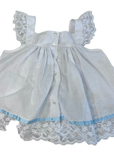 Bryan White Swiss Dot Dress Blue Ribbon Girls 18 Months Vintage - Picture 5 of 10