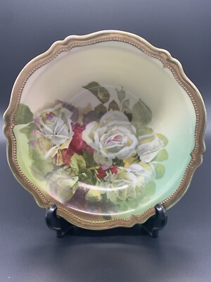 Vintage Hand painted O&EG Royal Austrian Bowl''Gloire de Lyon'' Roses