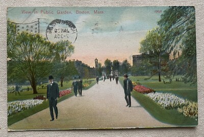 View In Public Garden Boston Massachusetts Vintage Postcard