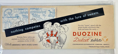 Vtg 1950s Abbott Duozine Dulcet Tablet Cardboard Advertising handout display