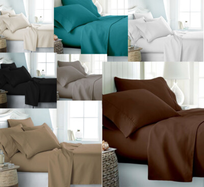100 % Ägyptische Baumwolle 400 Fadenzahl Bettwäsche Spannbetttuch Bettdecke Quilt Set
