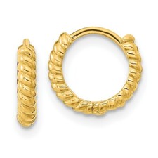 Real 14kt Yellow Gold Madi K Polished Textured Hoop Earrings